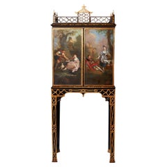 Raro mueble chino Chippendale Jorge III sobre peana, hacia 1760. Inglaterra