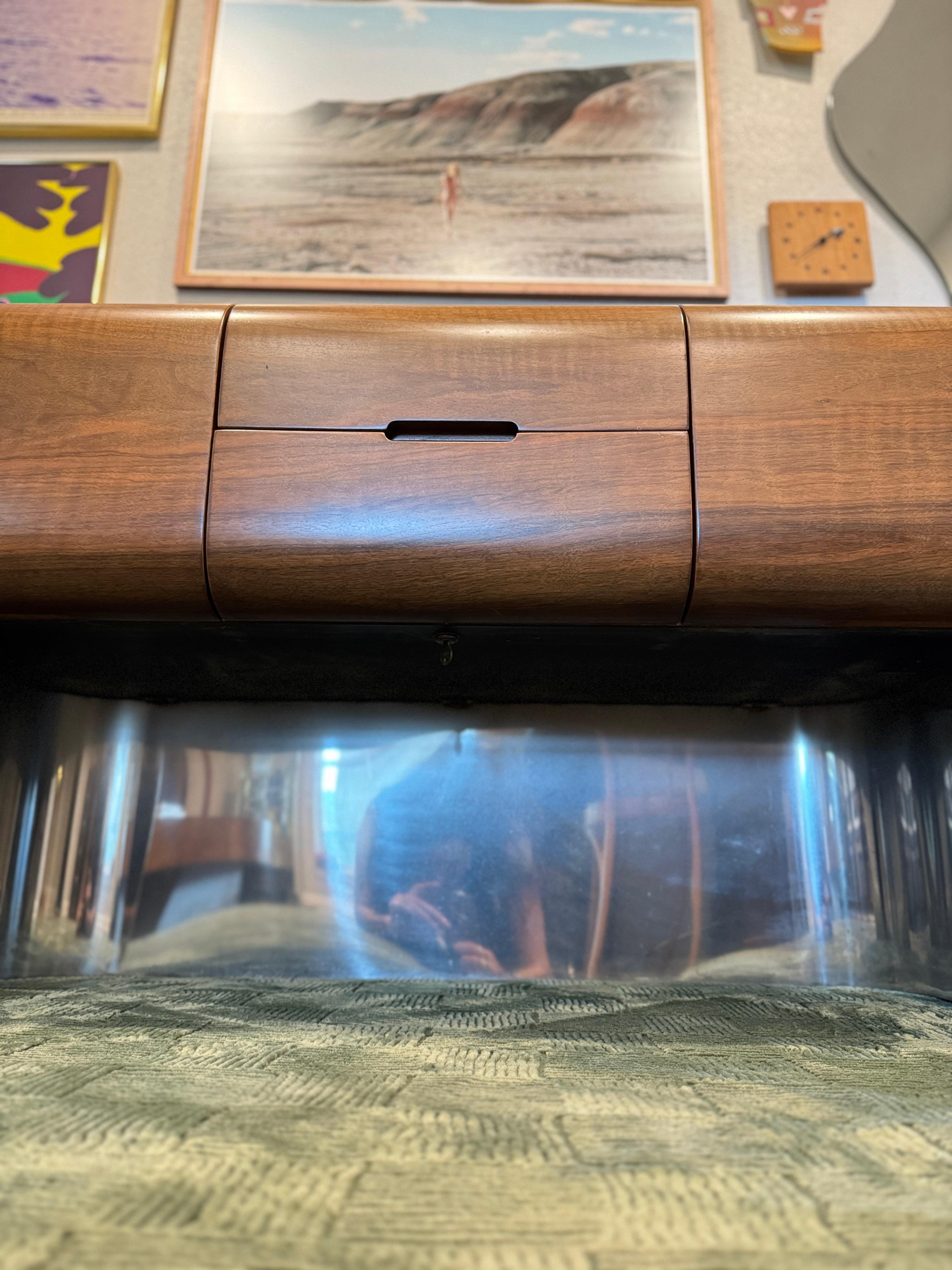 A rare chrome and walnut executive credenza by M.F. Harty for Stow Davis For Sale 1
