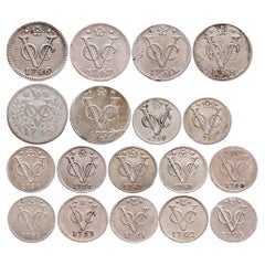 A rare collection of 18 silver 1/2 and 1 VOC doits