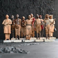 Rare Collection of Late 19th Century Clay Indian Figures