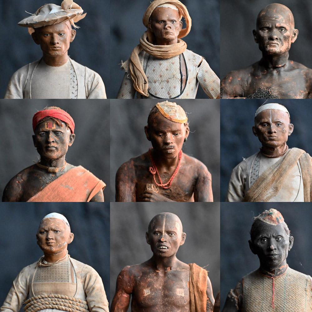 Victorian Rare Collection of Late 19th Century Clay Indian Figures