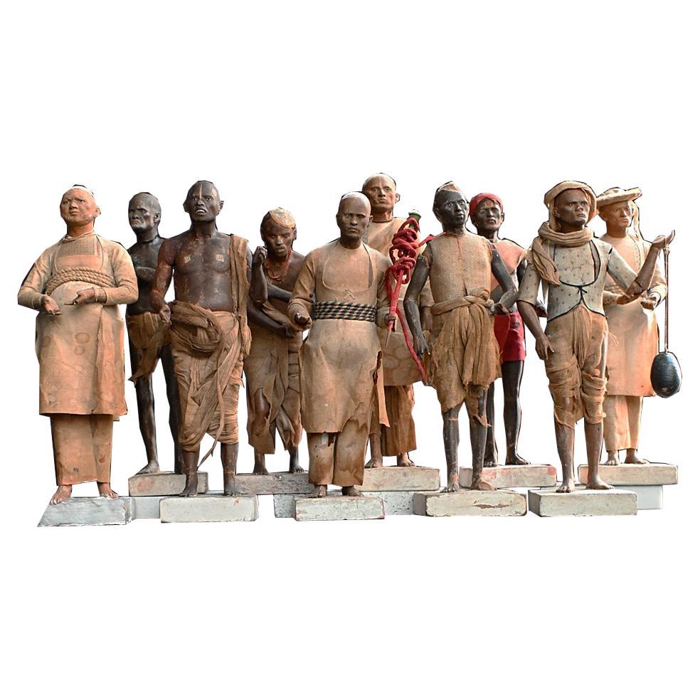 Rare Collection of Late 19th Century Clay Indian Figures