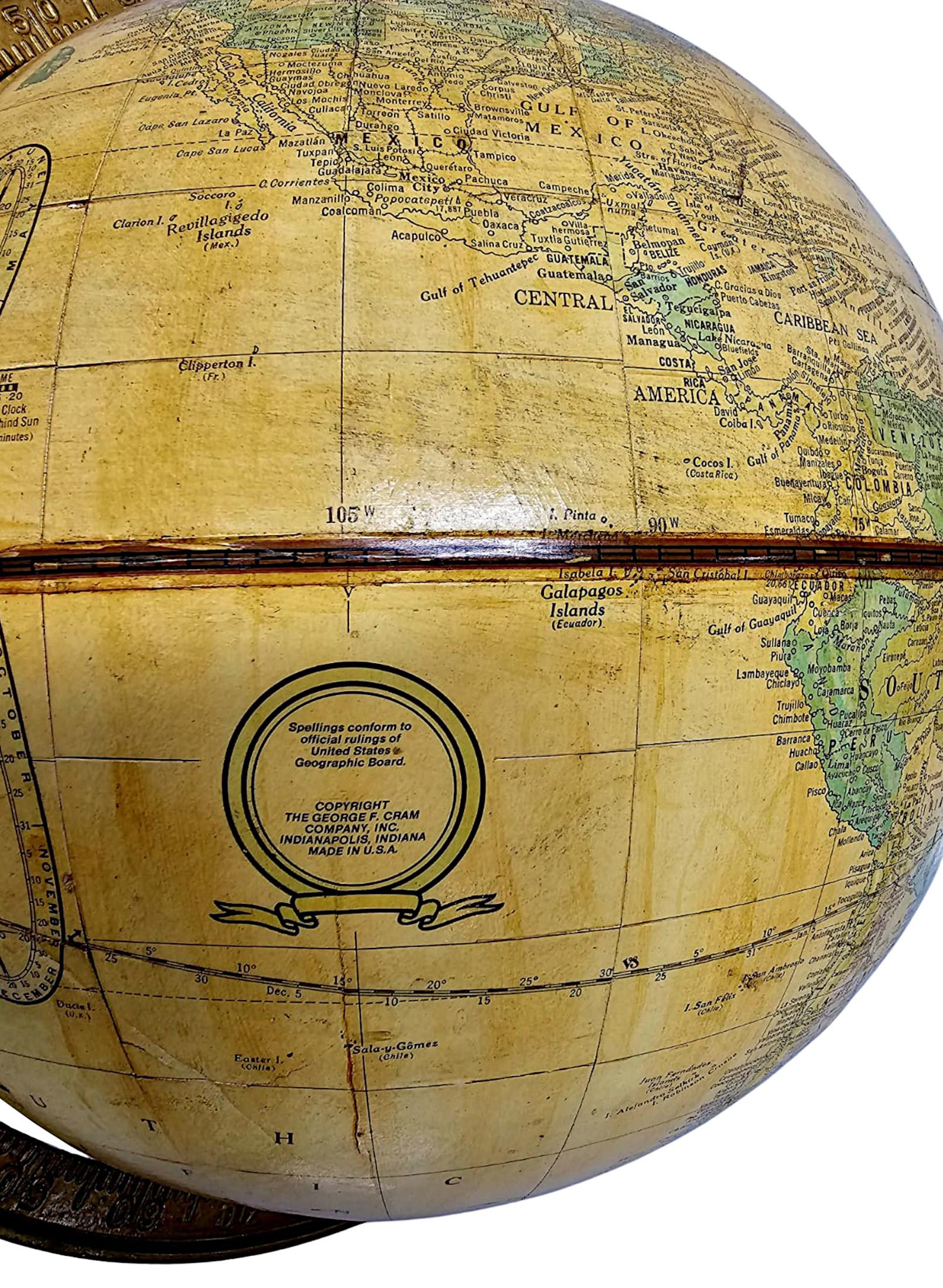 English A Rare  'Crams' Imperial Globe on Earlier 19th Century Ebonised and Gilded Stand For Sale