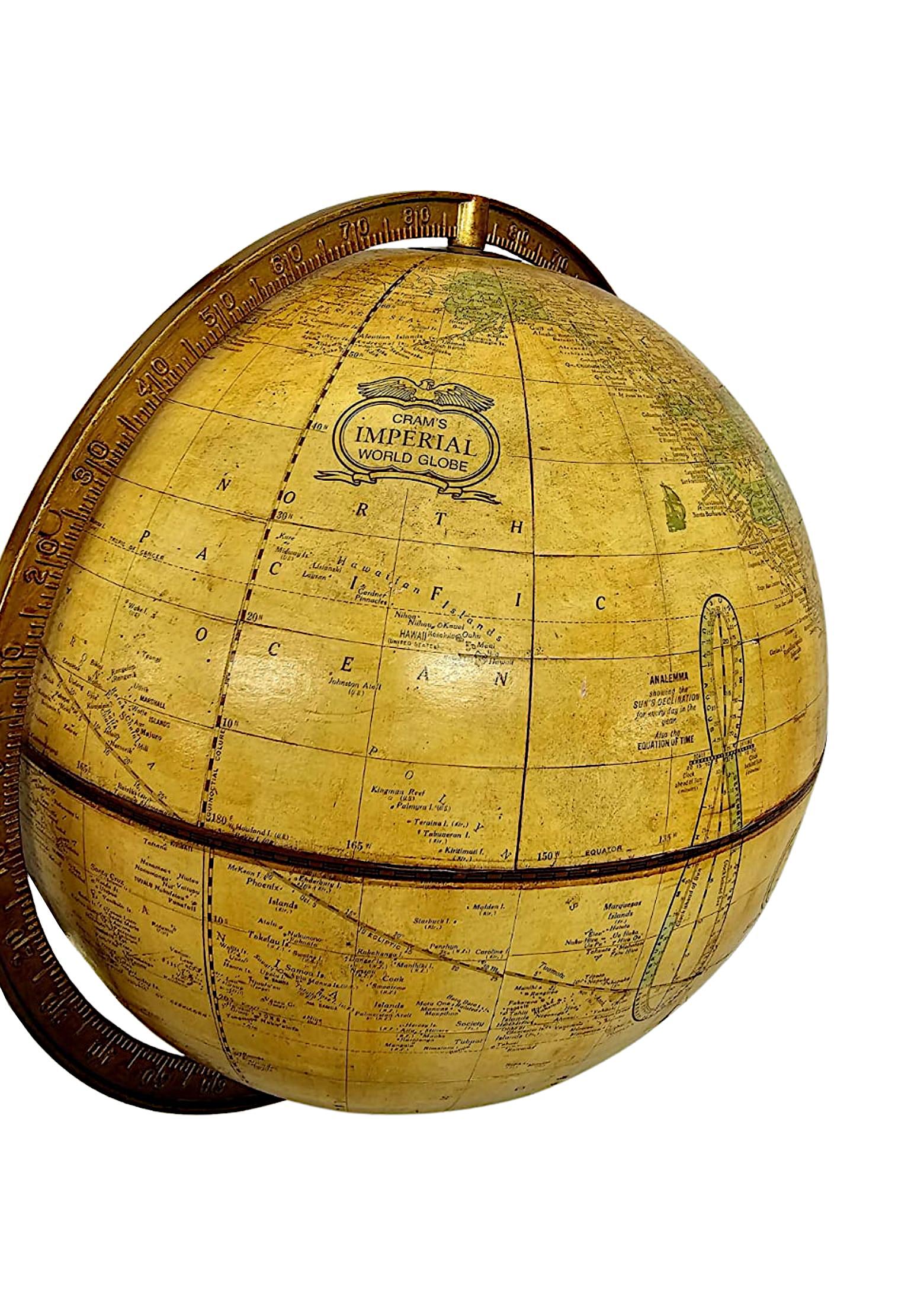 A Rare  'Crams' Imperial Globe on Earlier 19th Century Ebonised and Gilded Stand In Good Condition For Sale In Dublin, IE