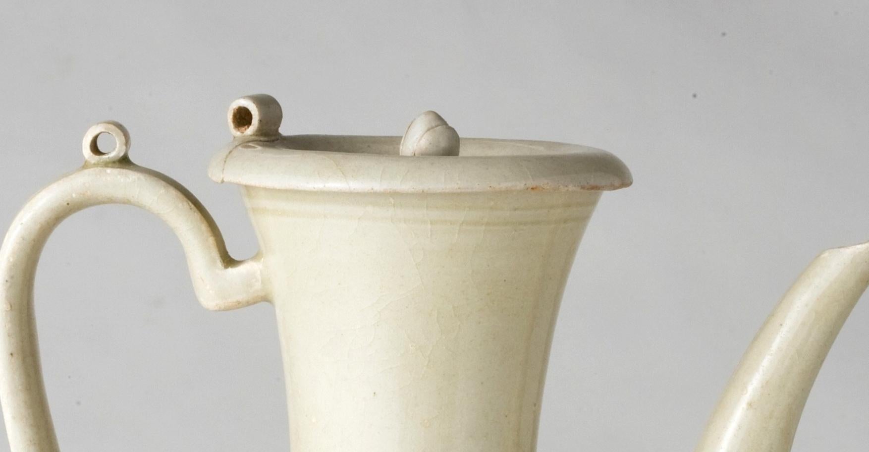 Chinese A Rare Cream-Glazed Ewer and Cover, Northern Song Dynasty (960–1127) For Sale