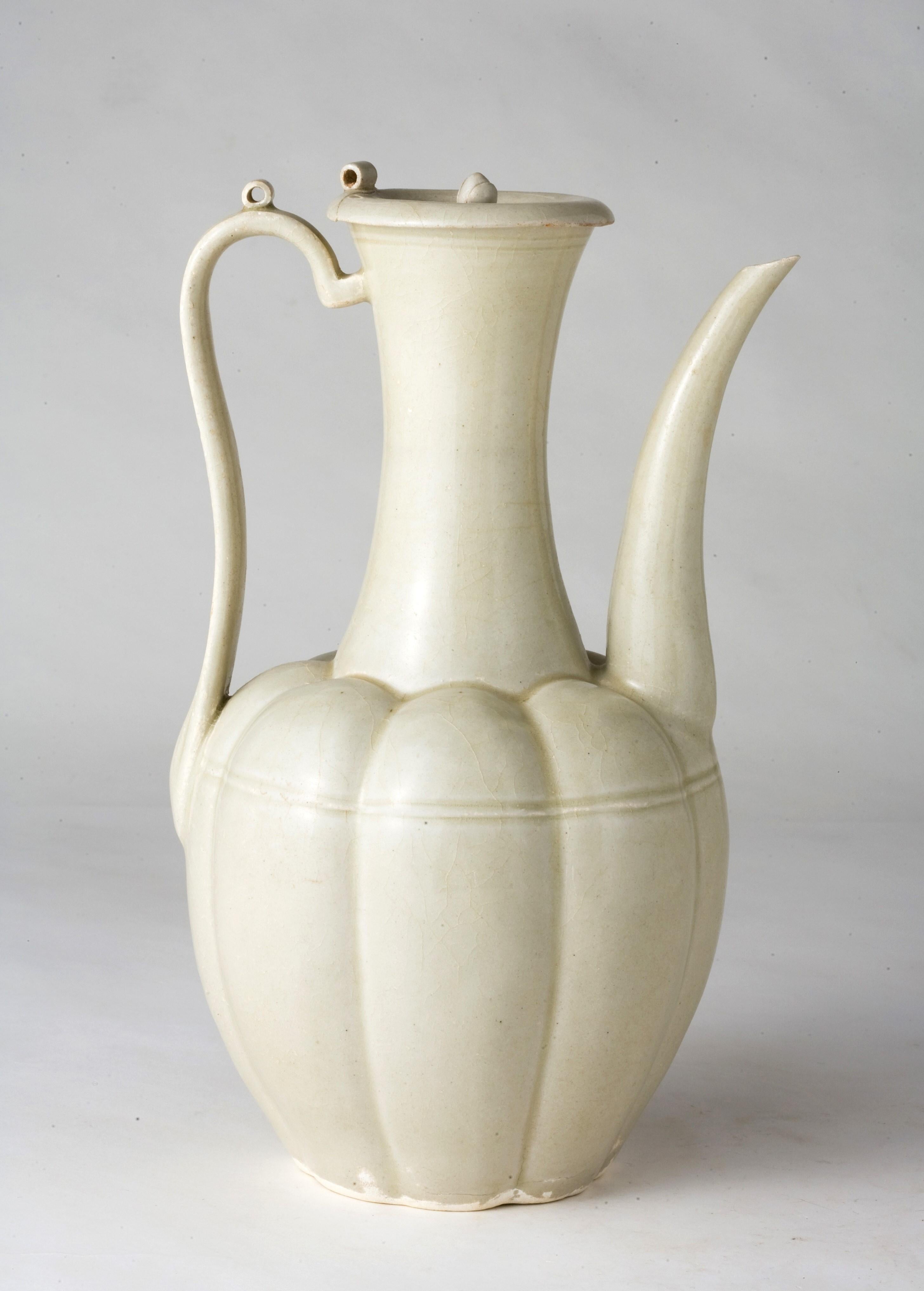 Ceramic A Rare Cream-Glazed Ewer and Cover, Northern Song Dynasty (960–1127) For Sale