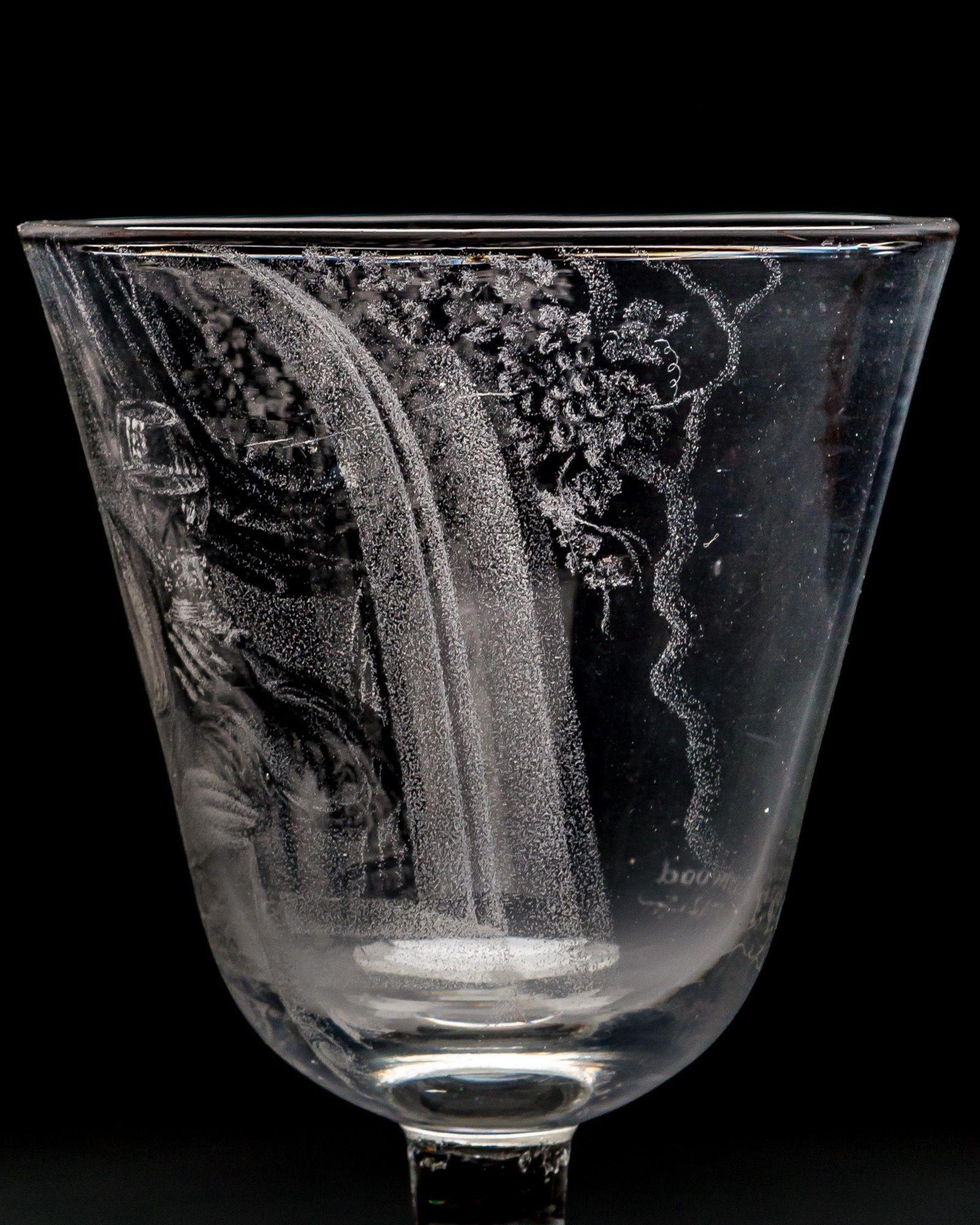 18th Century and Earlier A Rare Documentary Stipple-Engraved Goblet Engraved By Frans Greenwood