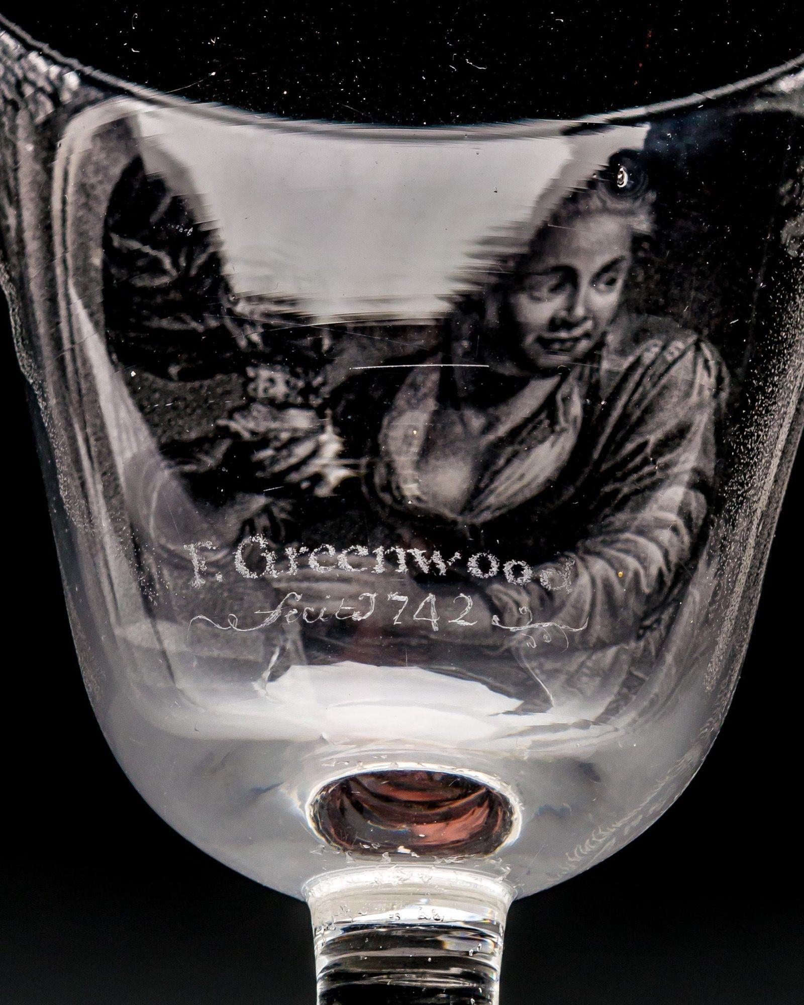 Glass A Rare Documentary Stipple-Engraved Goblet Engraved By Frans Greenwood