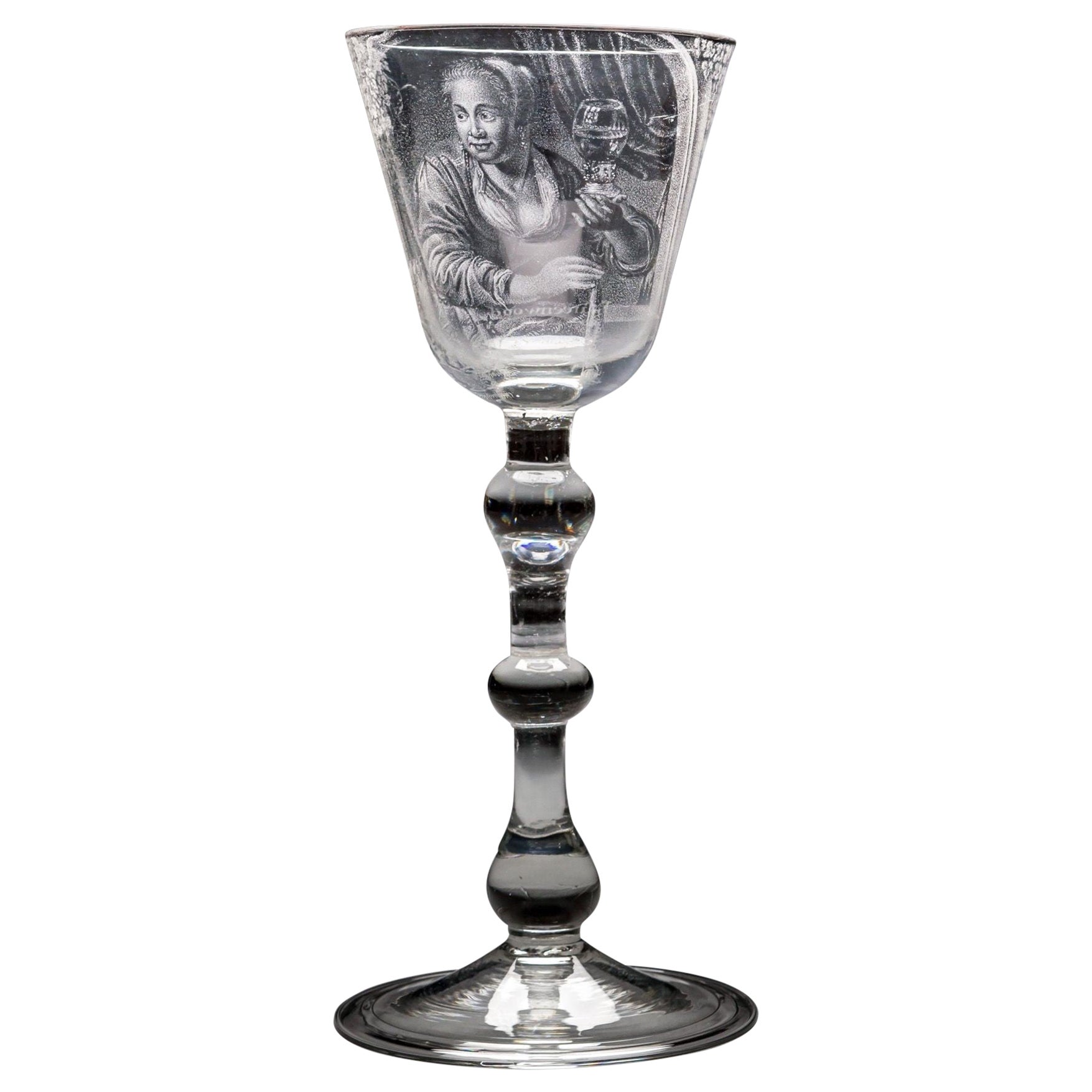 A Rare Documentary Stipple-Engraved Goblet Engraved By Frans Greenwood