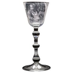 A Rare Documentary Stipple-Engraved Goblet Engraved By Frans Greenwood