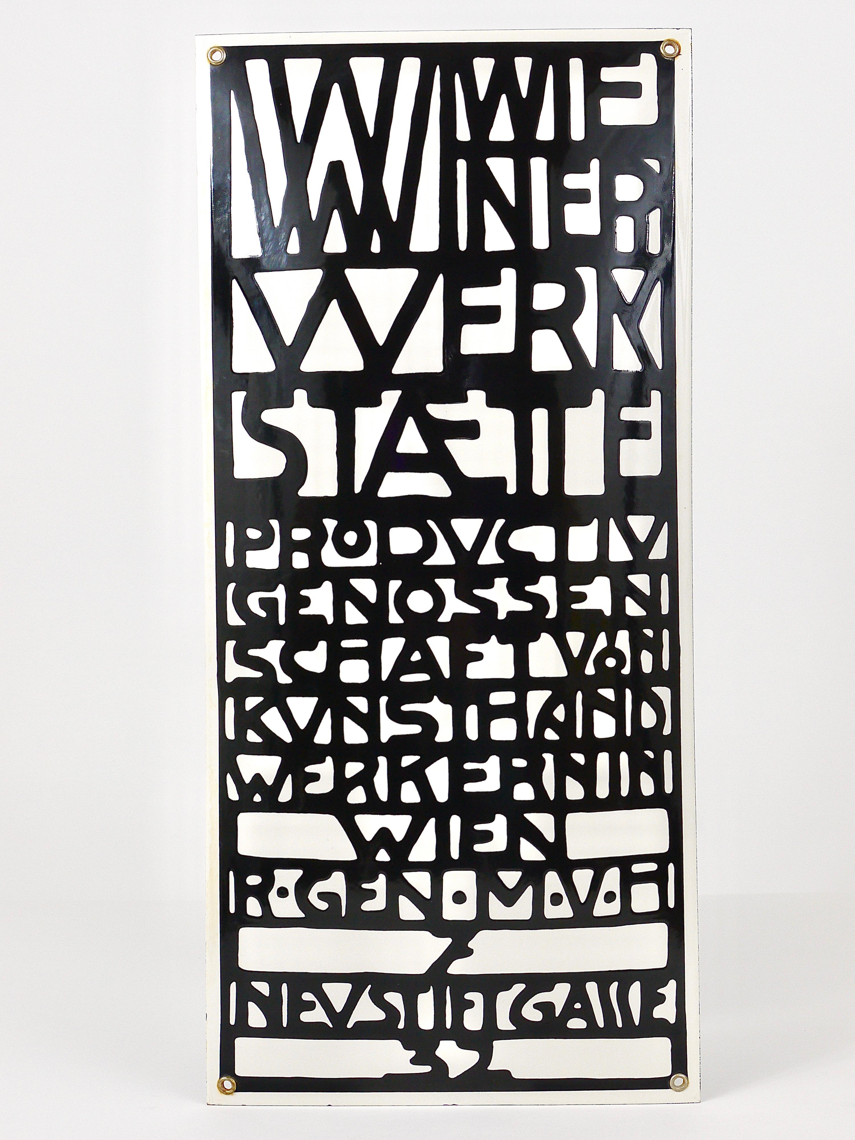 Seltenes emailliertes Werbeschild der Wiener Werkstaette im Jugendstil, Domed Wiener Werkstaette im Angebot 1