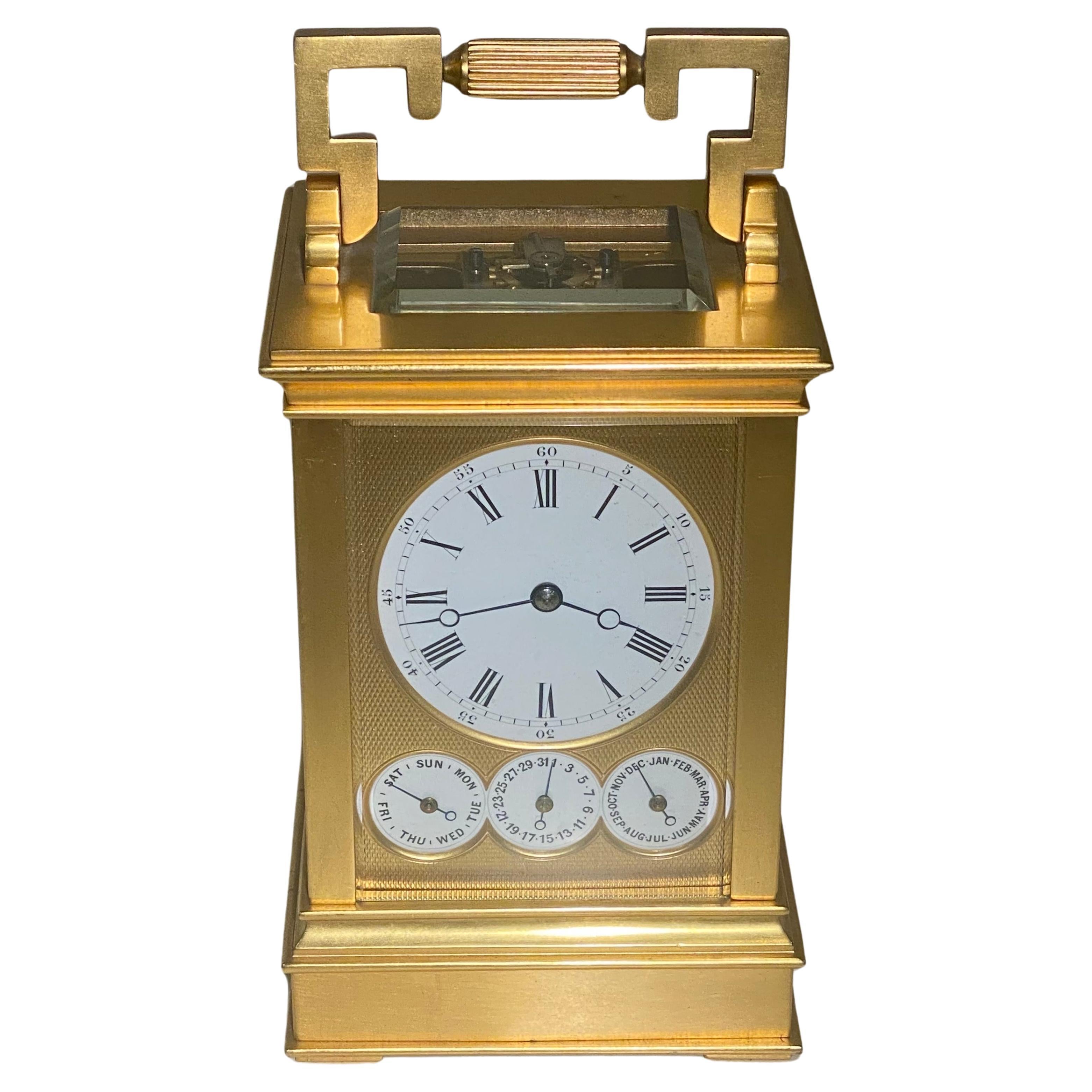 A Rare Drocourt No. 14993: Carriage Clock and Calendar  For Sale 3