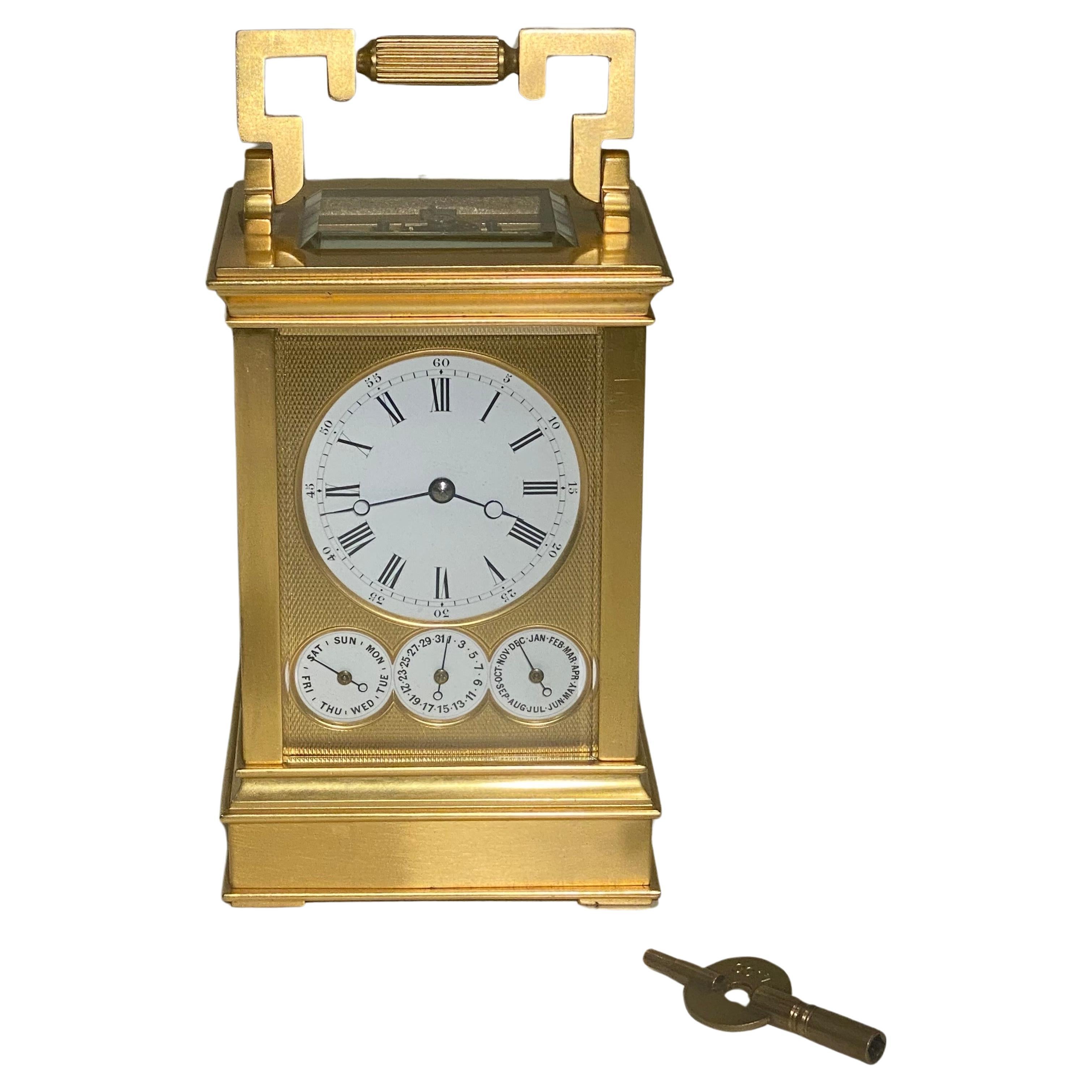 French A Rare Drocourt No. 14993: Carriage Clock and Calendar  For Sale