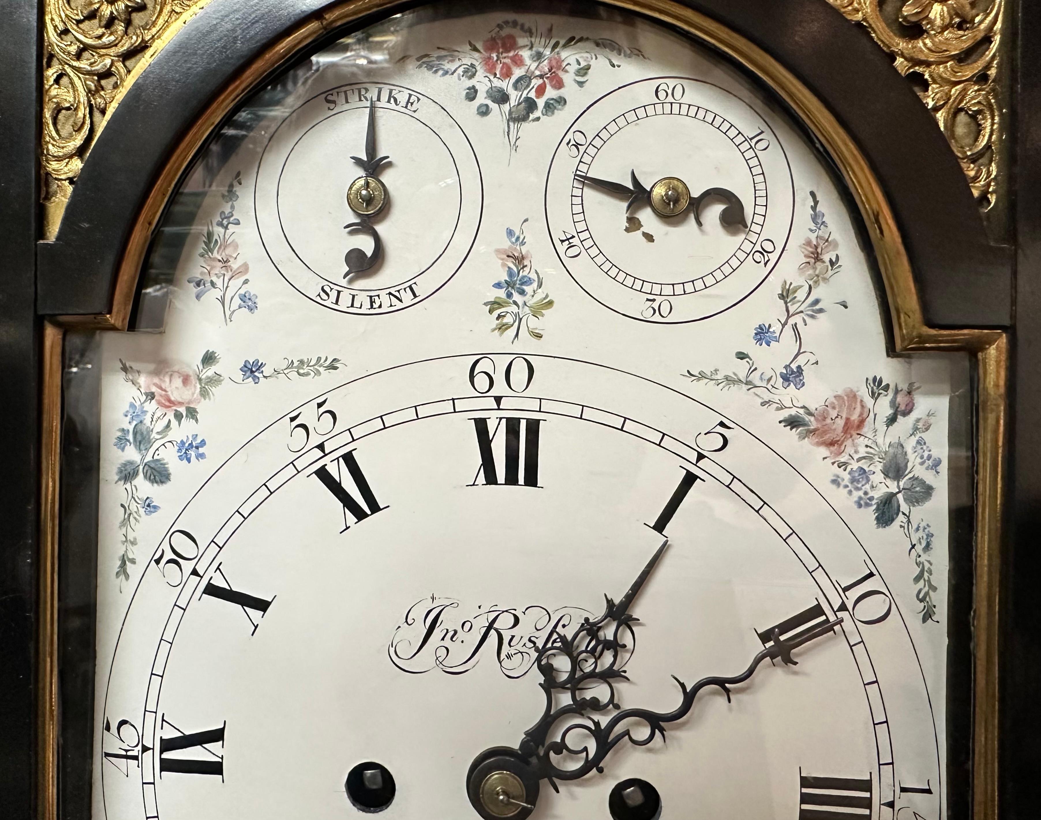 A Rare Ebonised Table Clock 18th Century For Sale 3