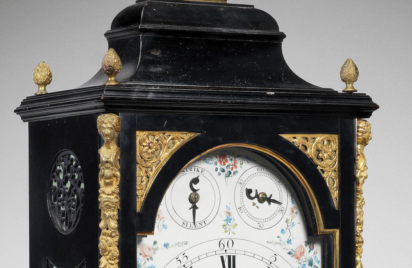 George III A Rare Ebonised Table Clock 18th Century For Sale