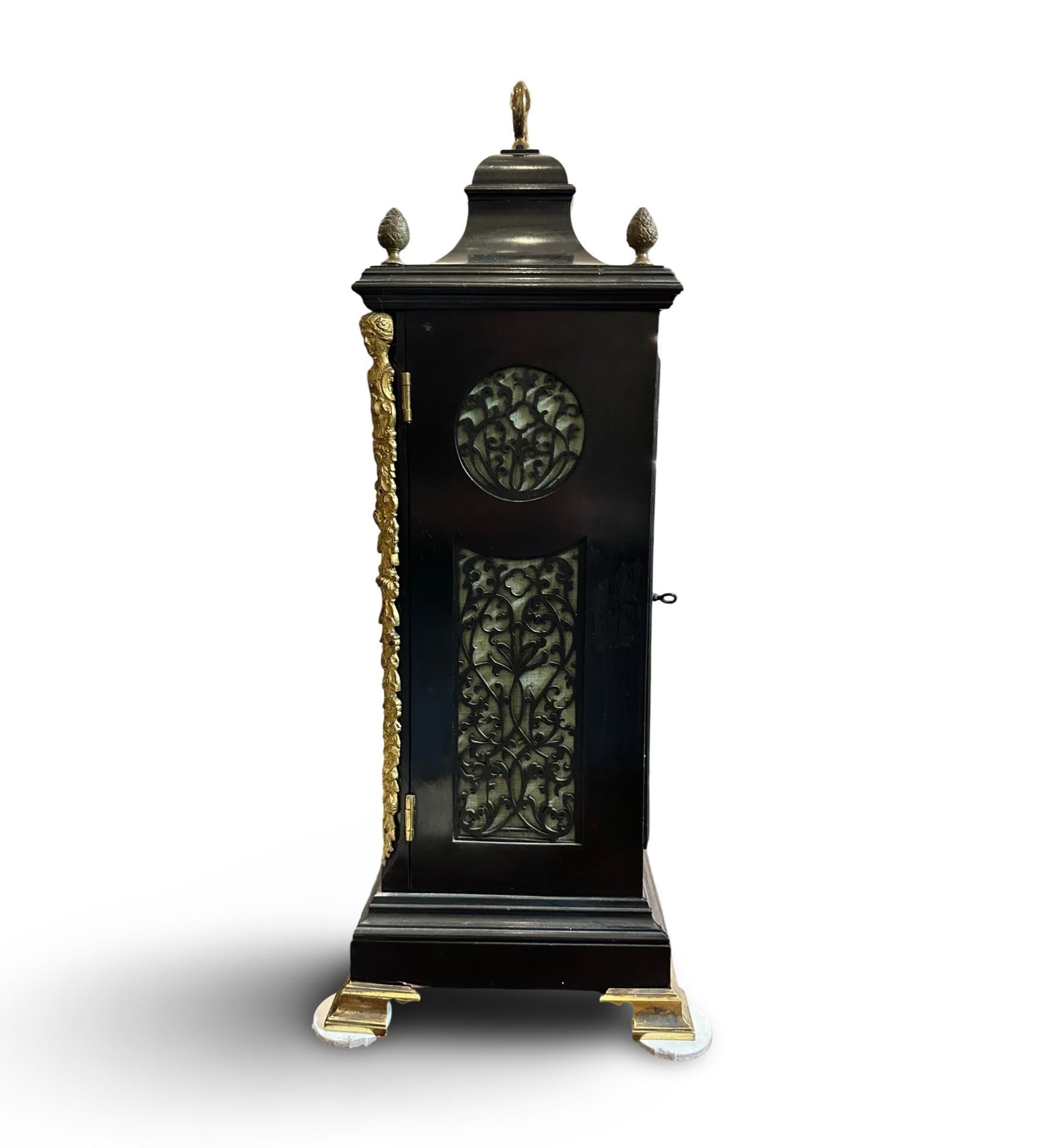 A Rare Ebonised Table Clock 18th Century For Sale 2