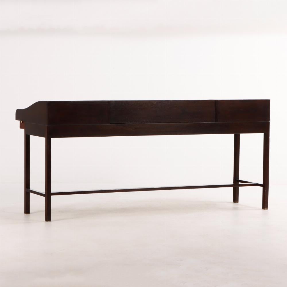 American A rare Edward Wormley for Dunbar Executive Tambour Desk, model 912, circa 1957.
