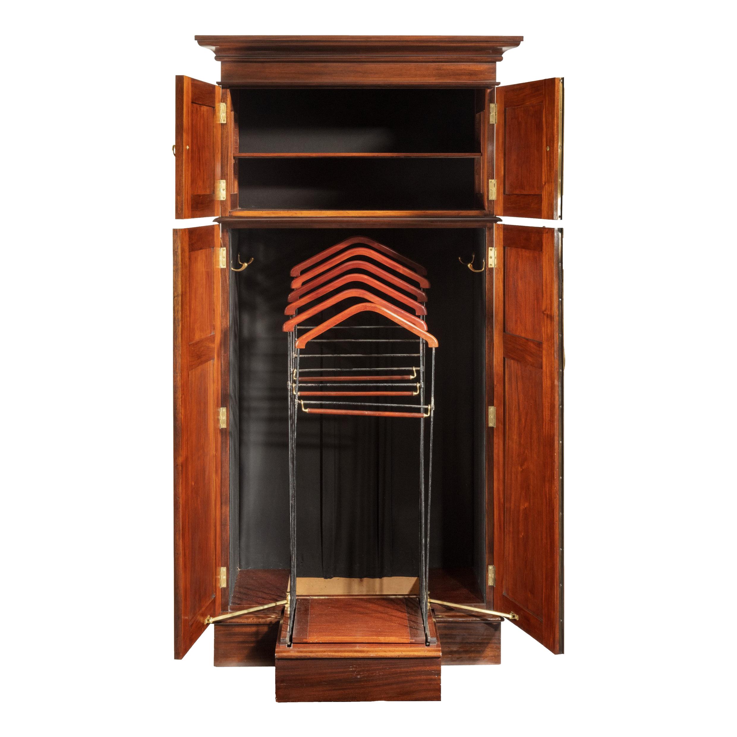 Rare Edwardian Mahogany Mechanical Gentleman’s Wardrobe at 1stDibs