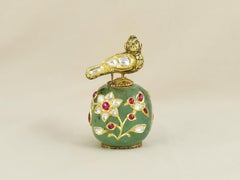 A rare emerald, Gold and Ruby snuff or perfume bottle  Maharaja Itradani