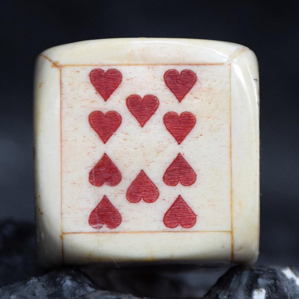 Hand-Carved Rare English 19th Century Scrimshaw Sailors Gaming Dice Game