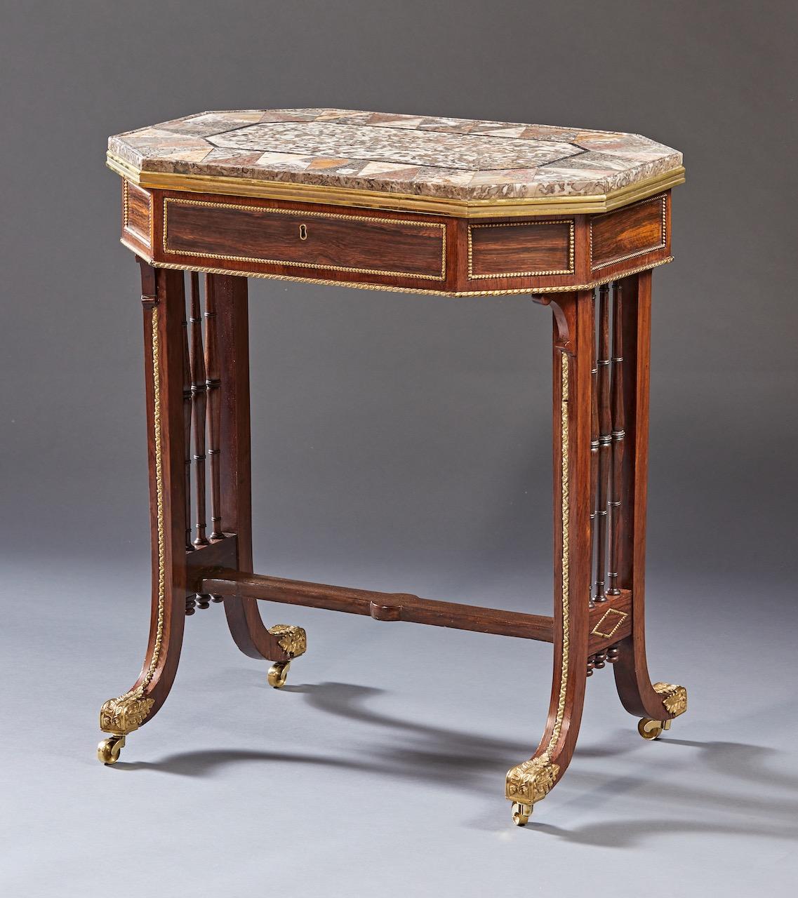Rare English Regency Period Specimen Marble Table Attributed to Gillows In Good Condition For Sale In Woodbury, CT