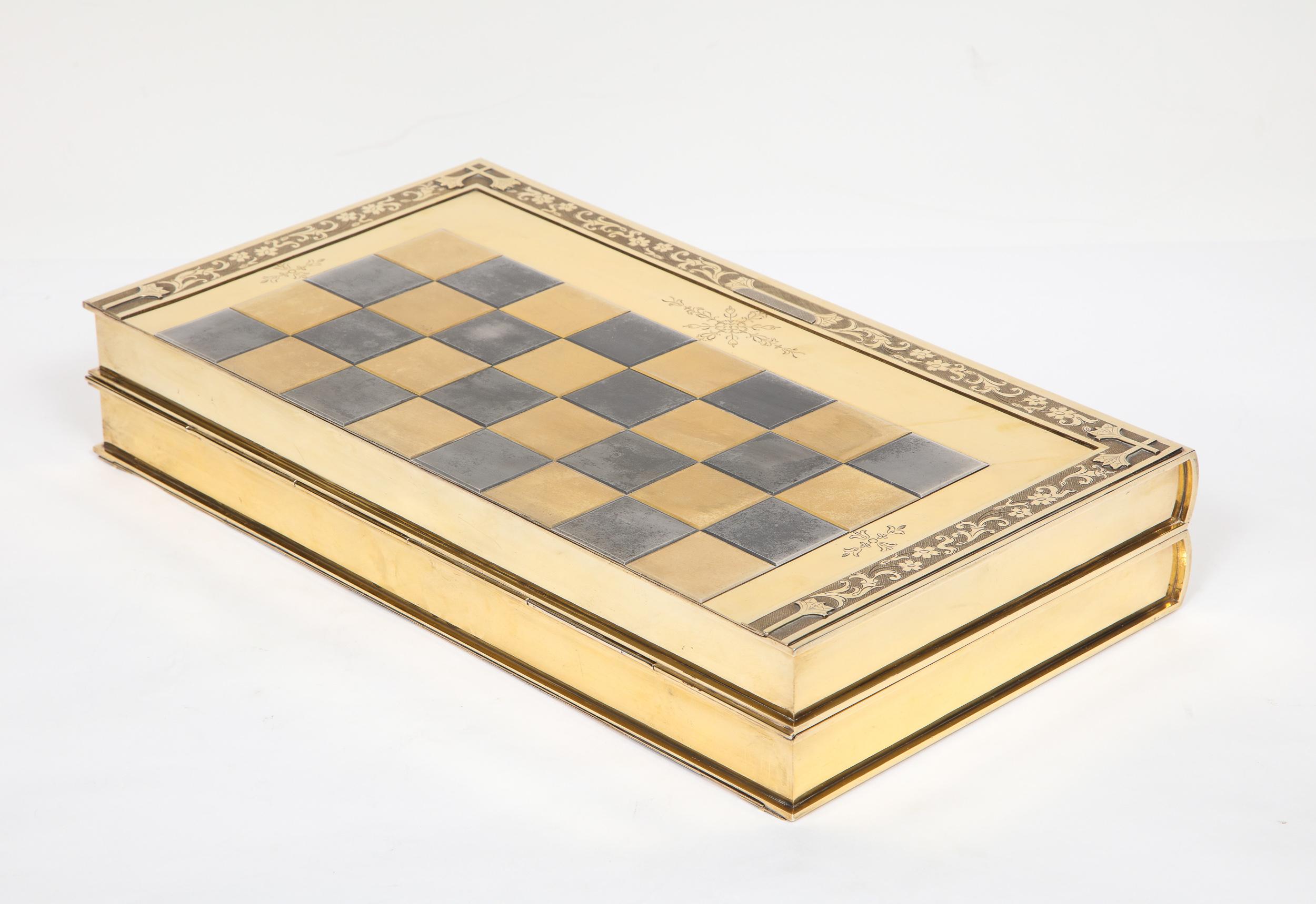 Rare English Silver-Gilt Book-Form Chess and Backgammon Game Board, circa 1976 For Sale 6
