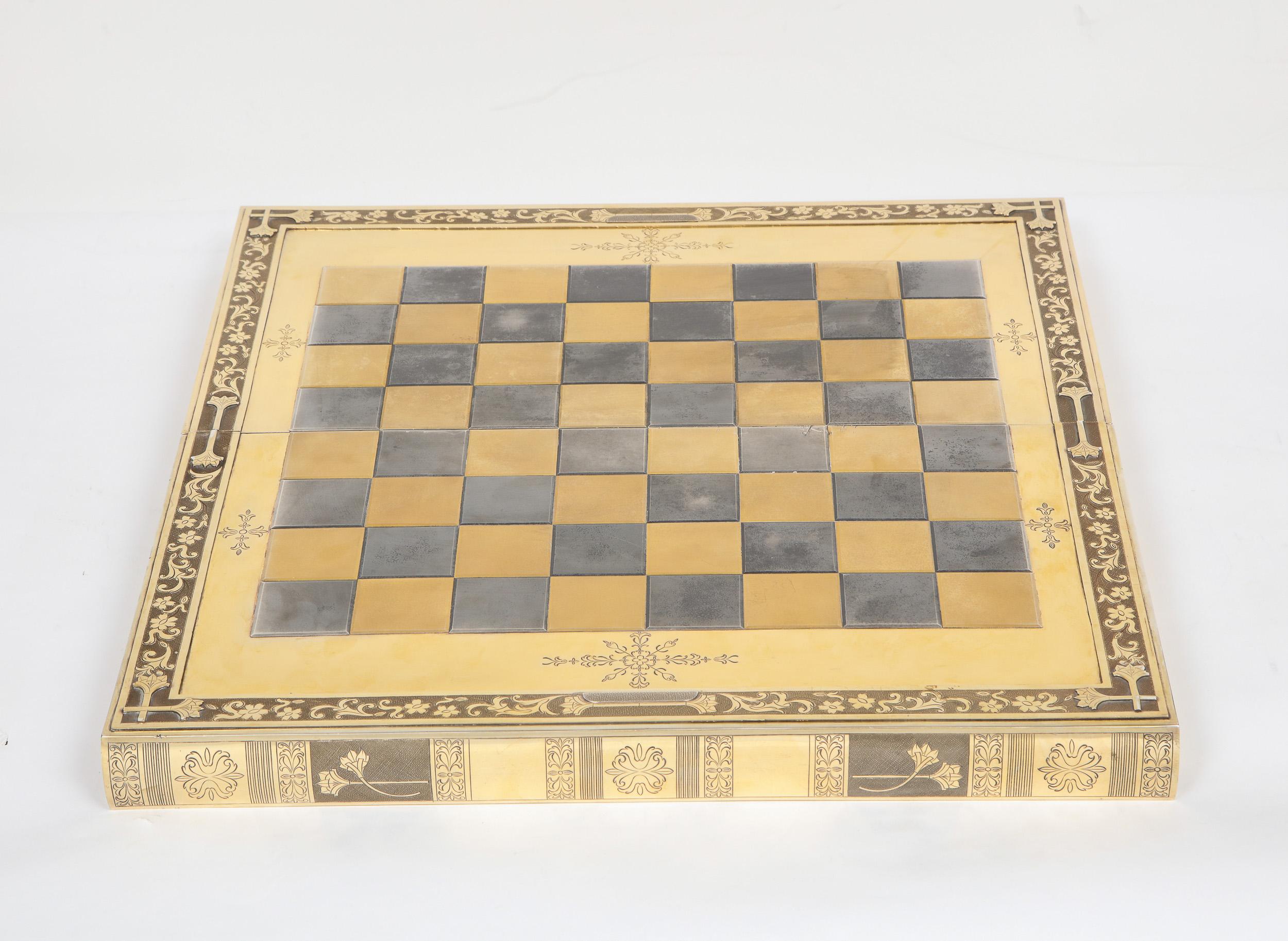 Rare English Silver-Gilt Book-Form Chess and Backgammon Game Board, circa 1976 For Sale 11