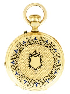 A Rare Fine Gold & Enamel Half Hunter Fob Watch C1880
