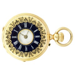A Rare Fine Gold & Enamel Half Hunter Fob Watch C1880