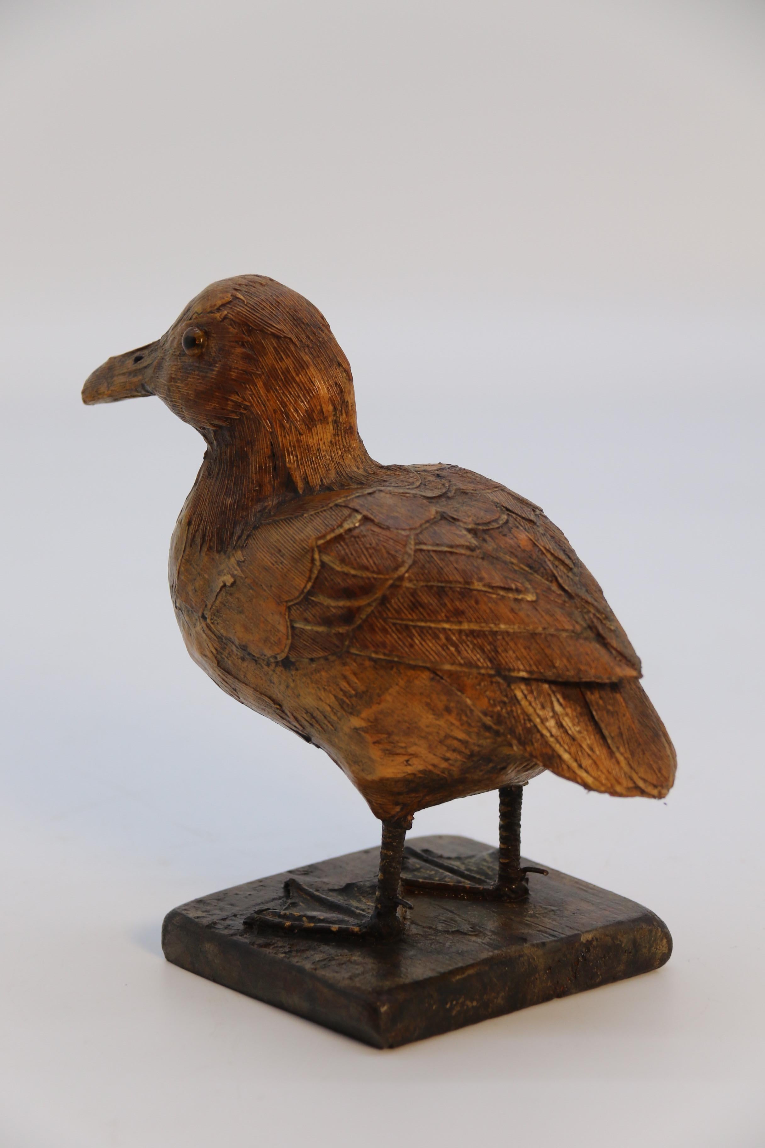 English A rare folk art papier mâché and straw work study of a duckling, circa 1920 For Sale