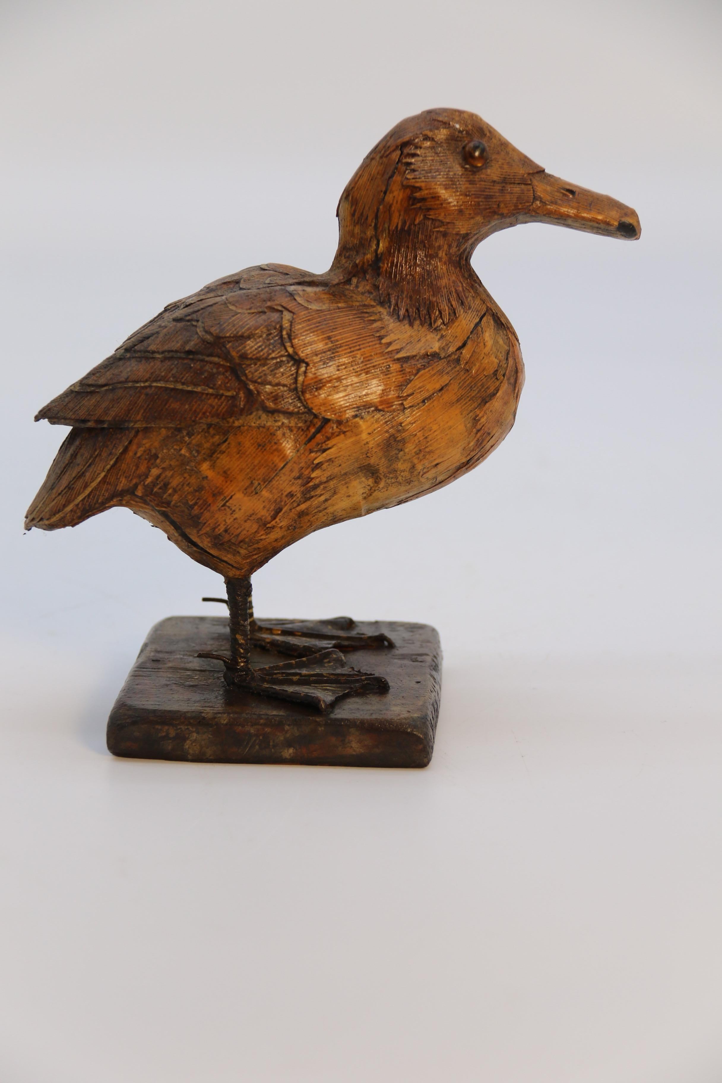 20th Century A rare folk art papier mâché and straw work study of a duckling, circa 1920 For Sale
