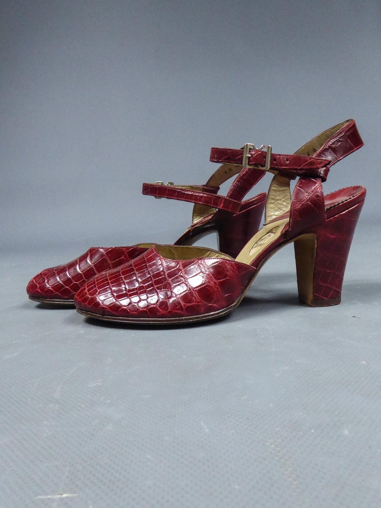 A Rare François Pair of Shoes in Leather French Circa 1935 For