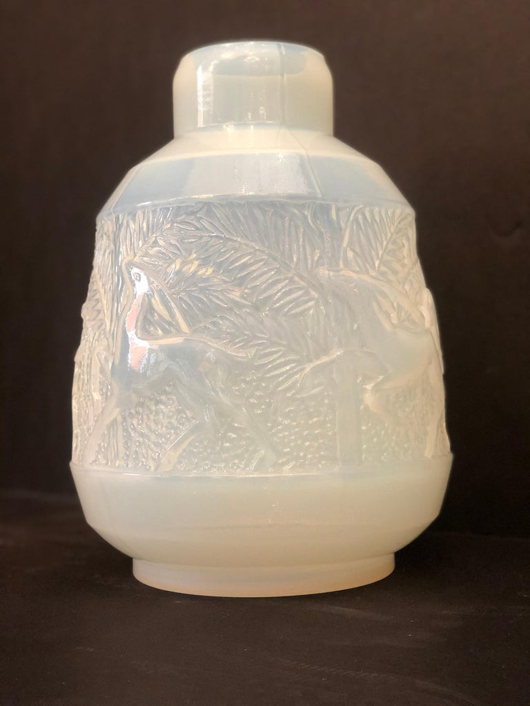 Rare French Art Deco Iridescent Glass Vase, Etling For Sale 1
