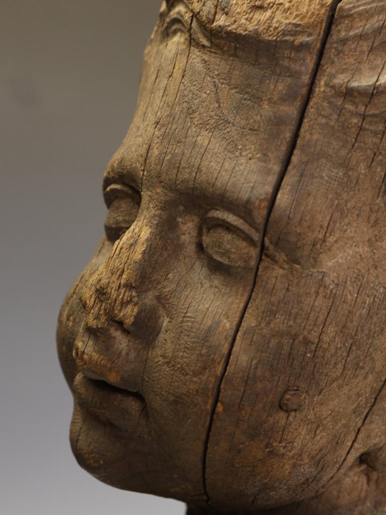 A Rare French Carved Architectural Fragment: Baroque Putto Head from Rouen Cathe For Sale 11