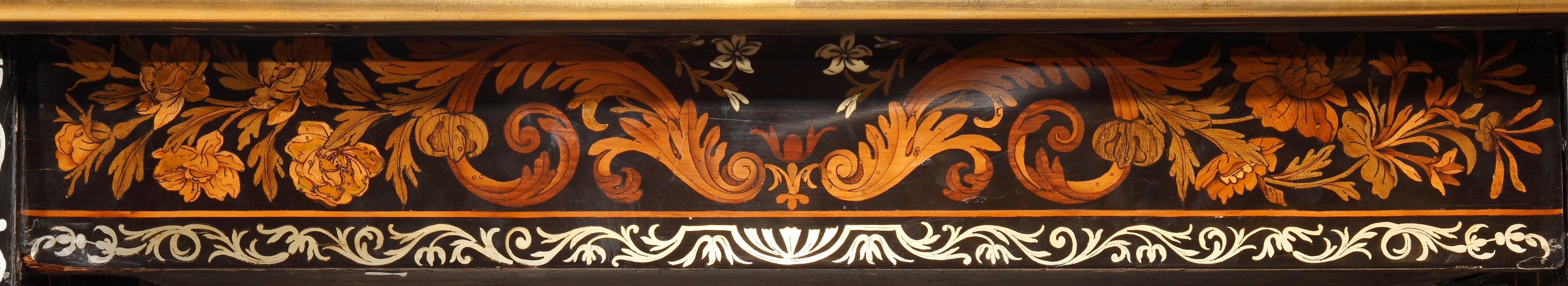 Seltener großer französischer Louis XIV Schreibtisch aus Zinn und Obstholz mit Intarsien im Angebot 1