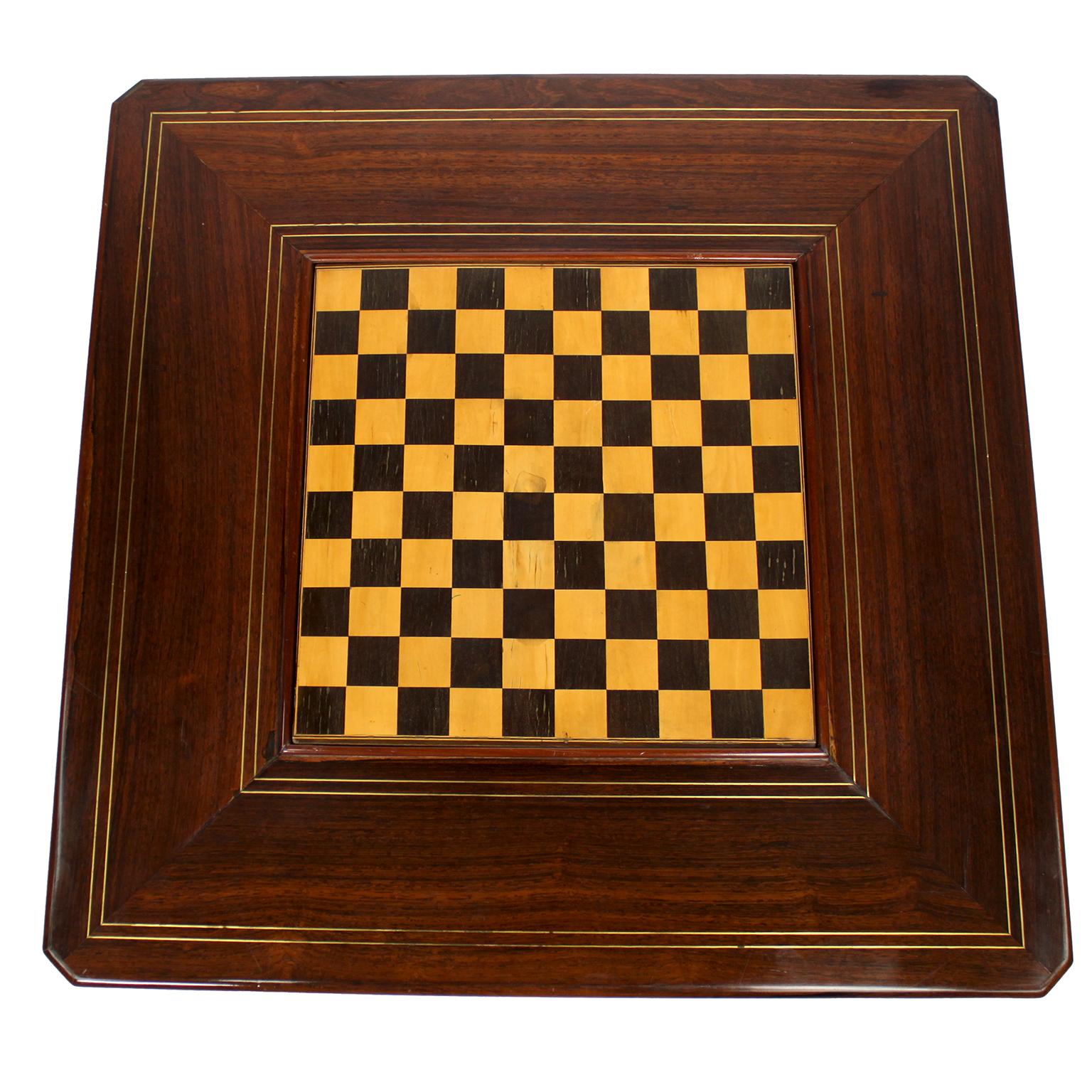 Seltener französischer Napoleon III Carom Billiard- Checkers-Draughts Kartenspieltisch 'THIS' (Holz) im Angebot
