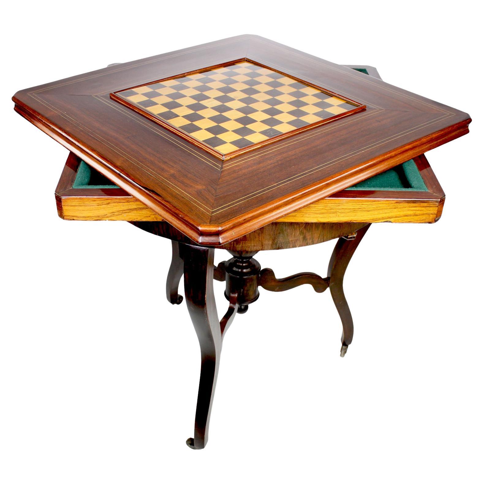 Rare French Napoleon III Carom Billiard-Checkers-Draughts Card Game Table 'THIS' For Sale