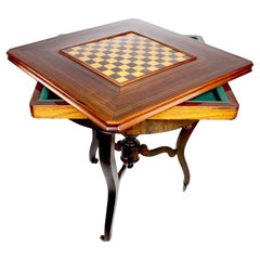 Used Rare French Napoleon III Carom Billiard-Checkers-Draughts Card Game Table 'THIS'