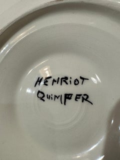 A RARE French Oyster Service Platter and 12 Plates by Henriot Quimper