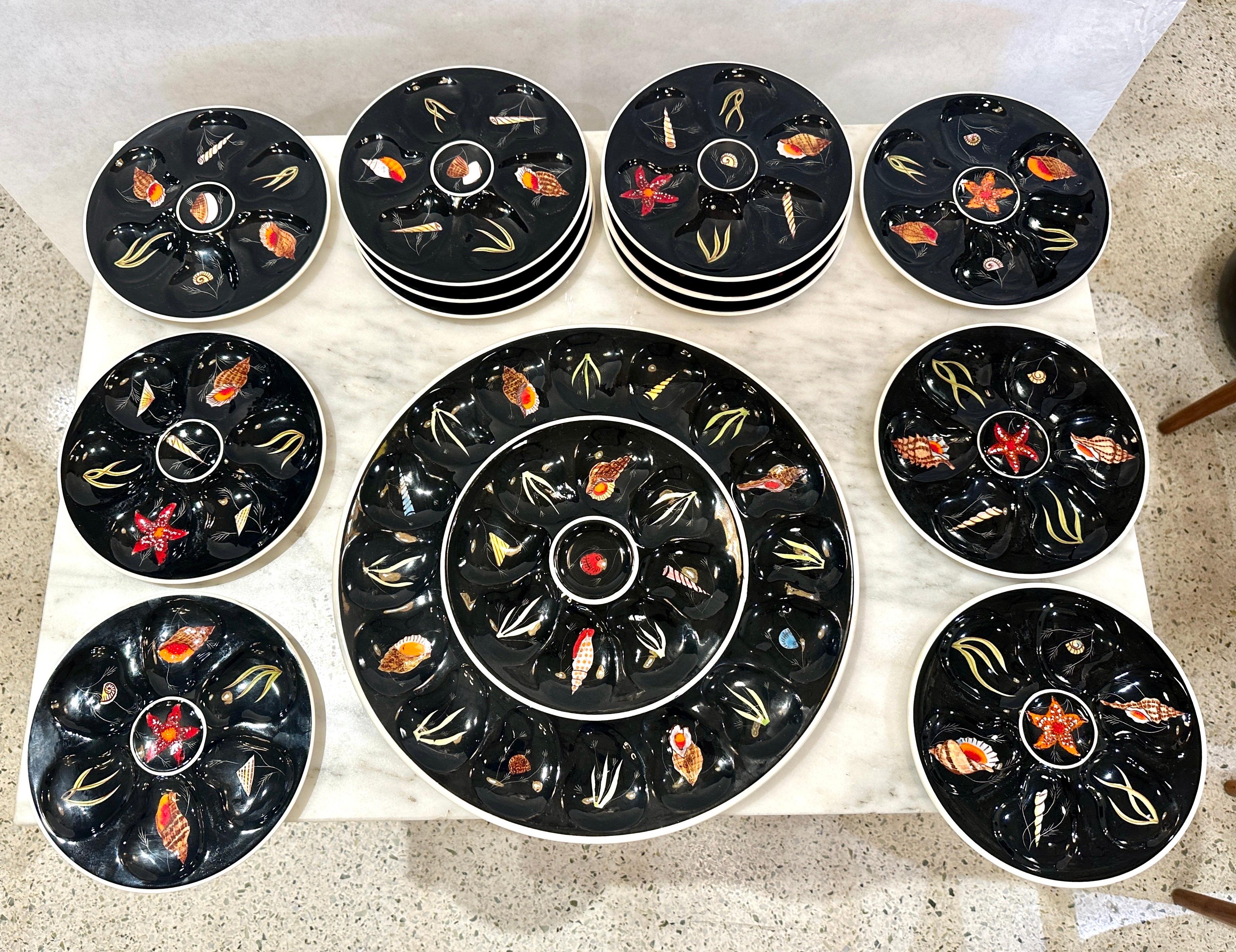 A RARE French Oyster Service Platter and 12 Plates by Henriot Quimper For Sale 3