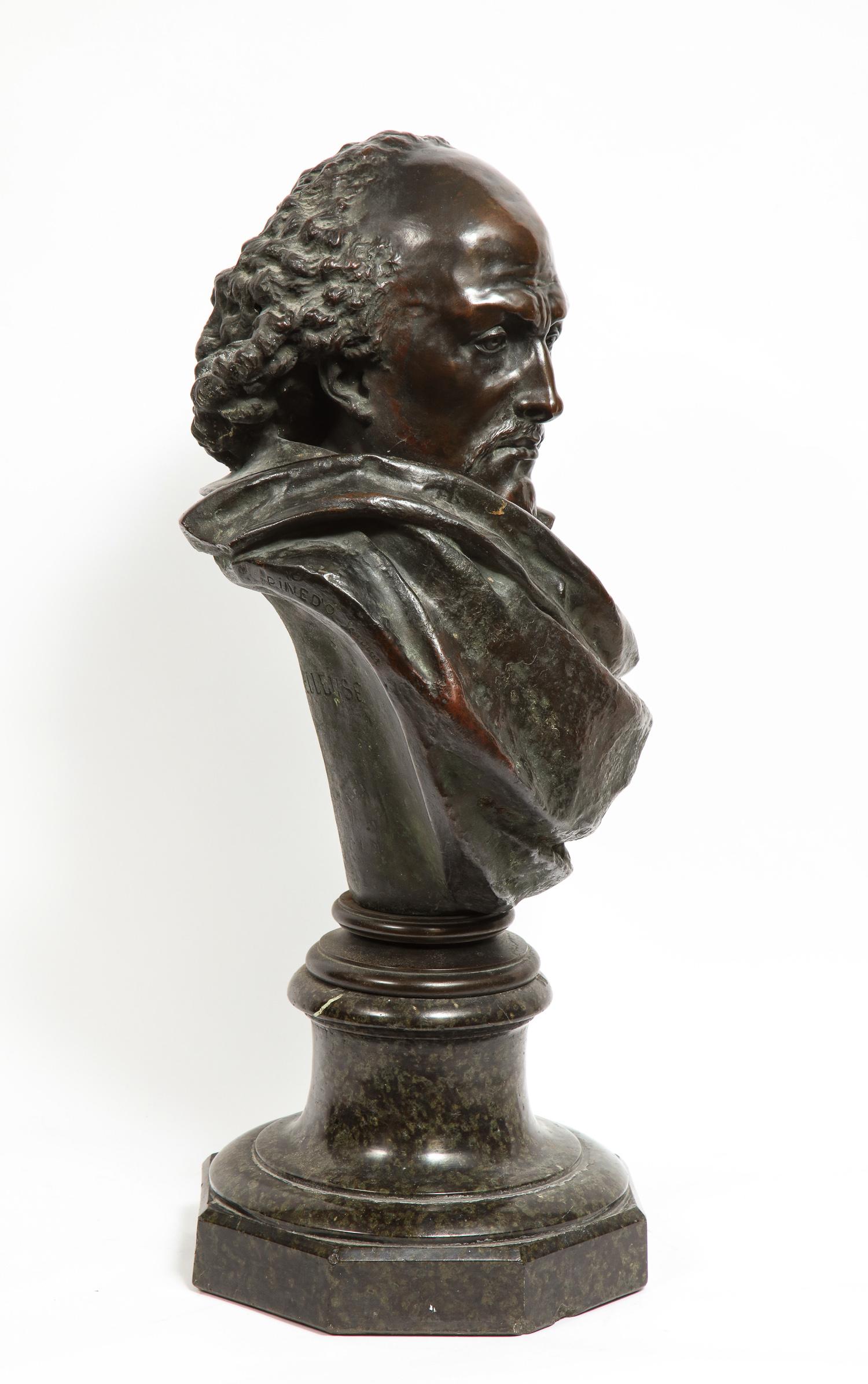 Rare French Patinated Bronze Bust of William Shakespeare, Carrier-Belleuse 5
