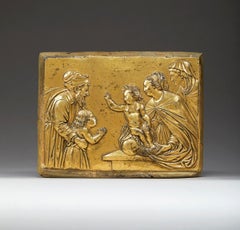 A Rare French Renaissance Gilt-Bronze Relief of a Sacred Drama