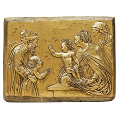 A Rare French Renaissance Gilt-Bronze Relief of a Sacred Drama