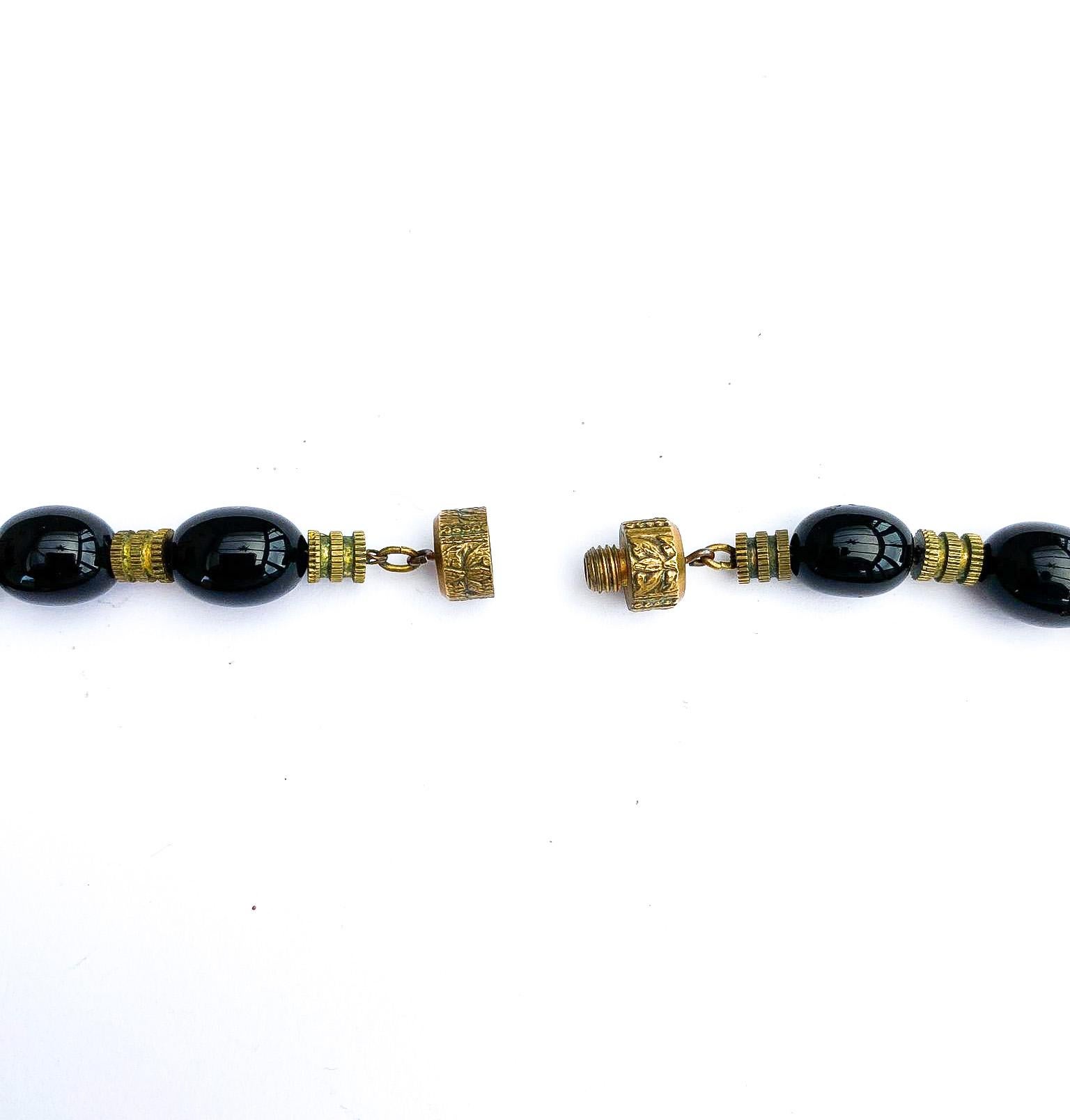 A rare Galaltith, glass and gilt metal necklace, Louis Rousselet, France, 1920s. For Sale 4