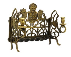Seltene Galicianische Hanukkah-Lampe aus Messing, Polen, um 1800