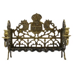 Rara lámpara gallega de latón para Hanukkah, Polonia Circa 1800