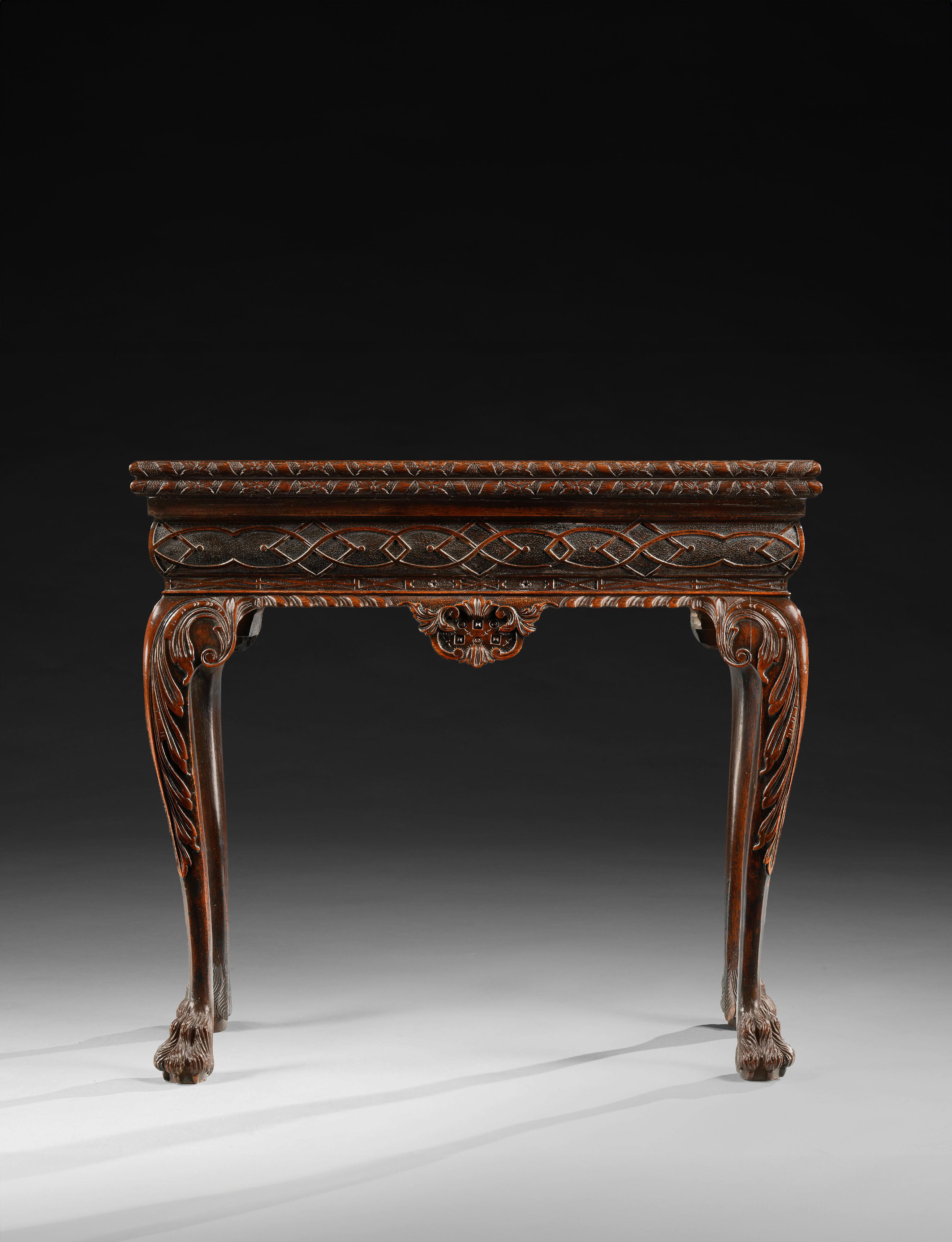 A Rare George II Period Carved Mahogany Tea Table For Sale 1