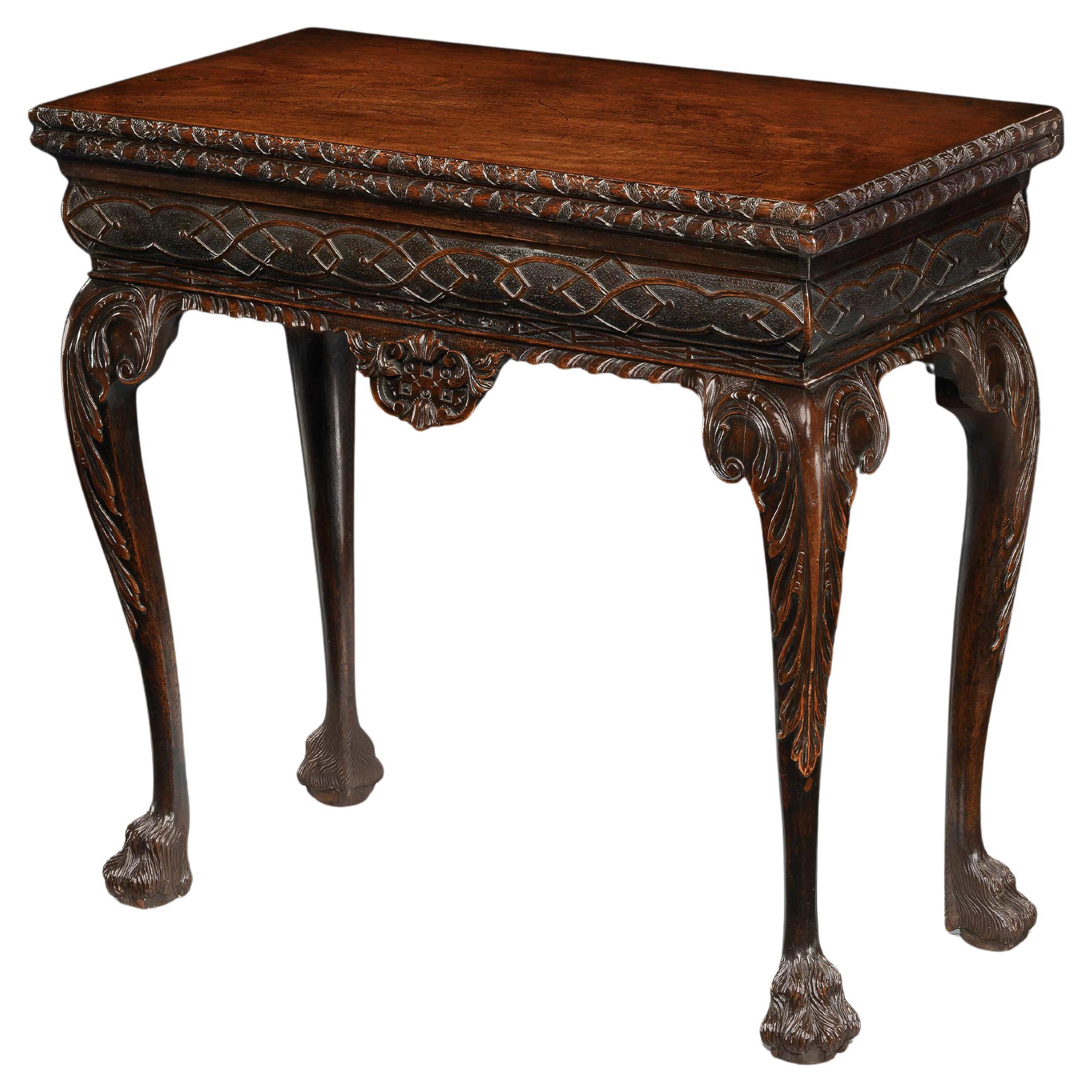 A Rare George II Period Carved Mahogany Tea Table For Sale