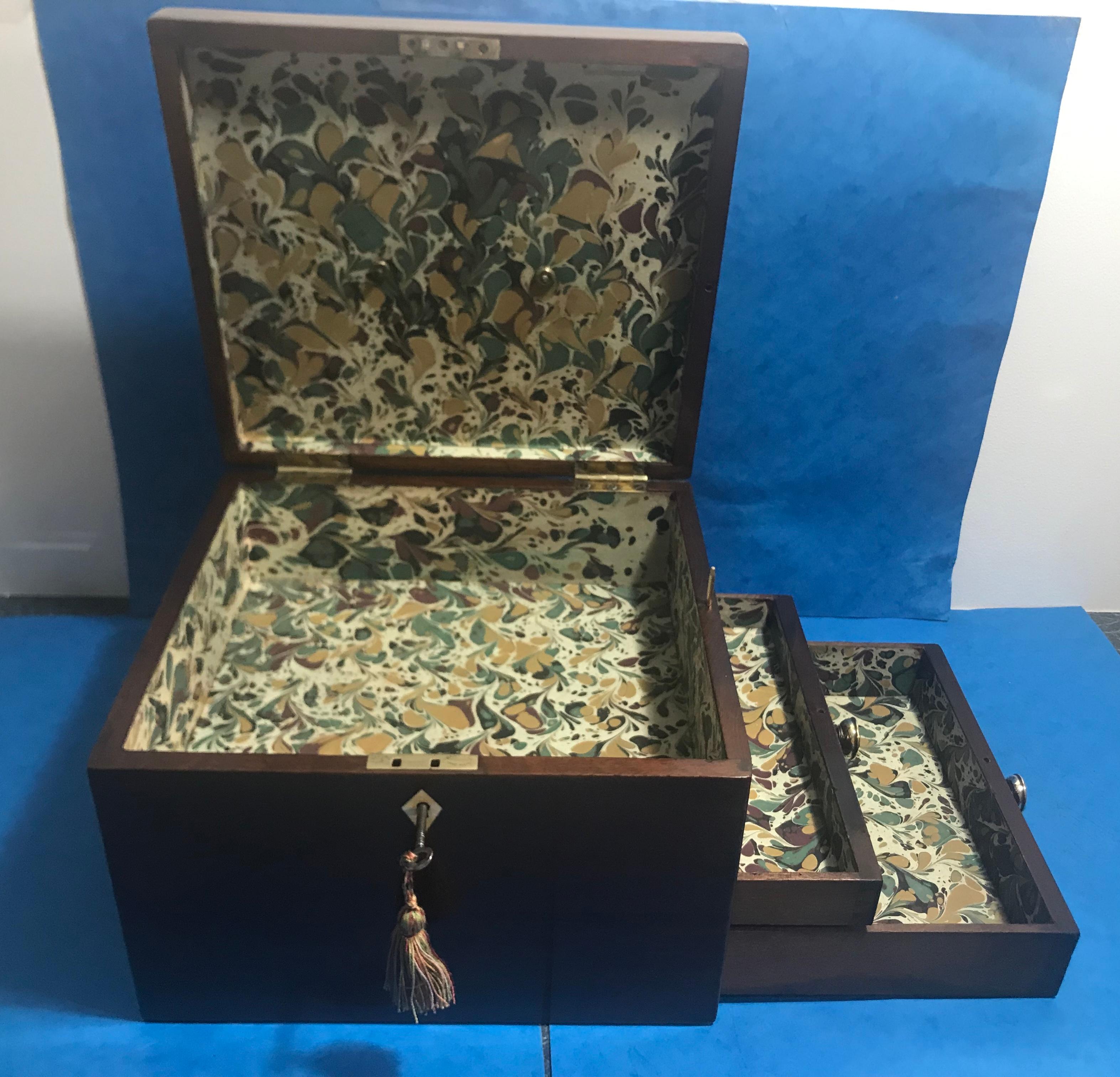 Rare Georgian Mahogany Jewellery Box For Sale 8