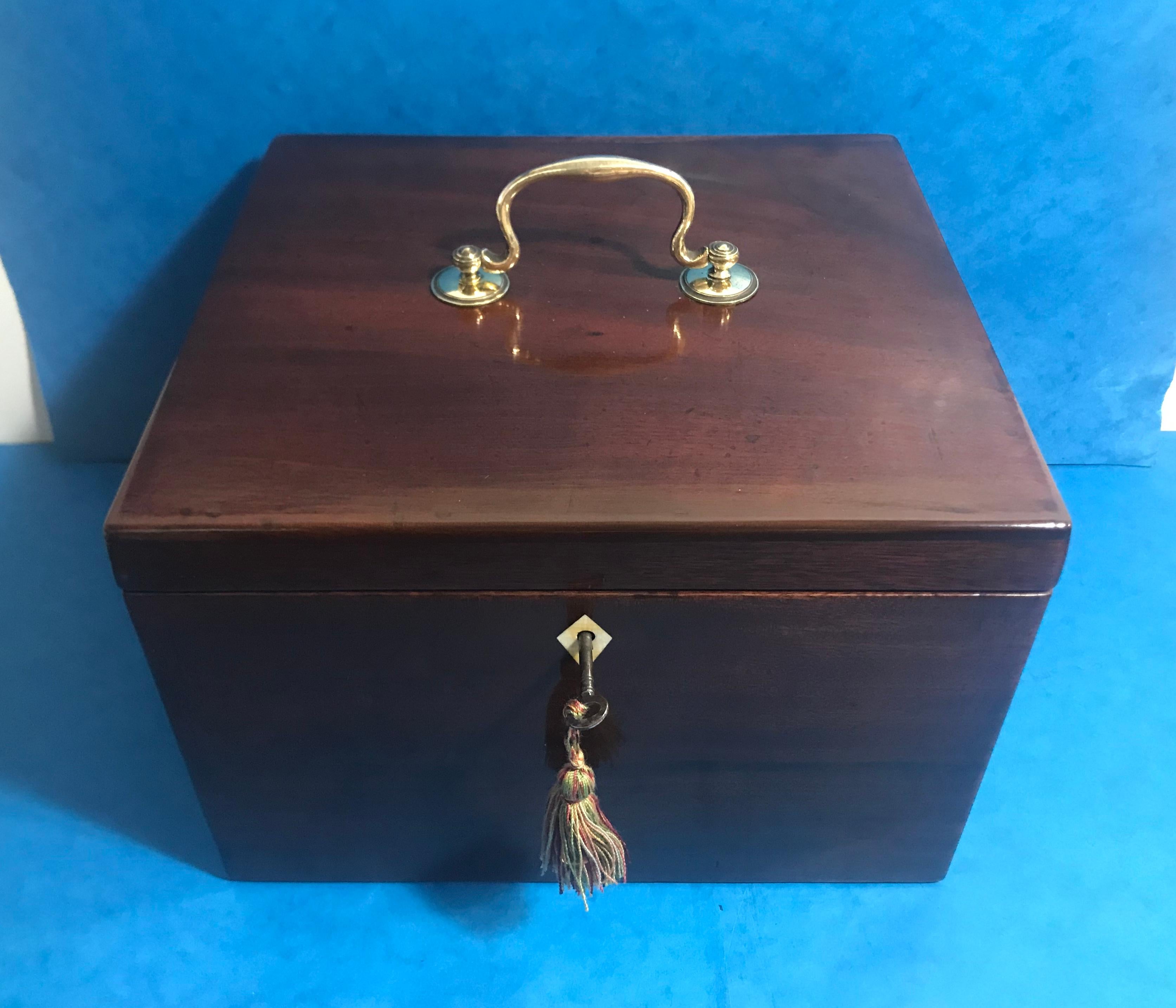 English Rare Georgian Mahogany Jewellery Box For Sale